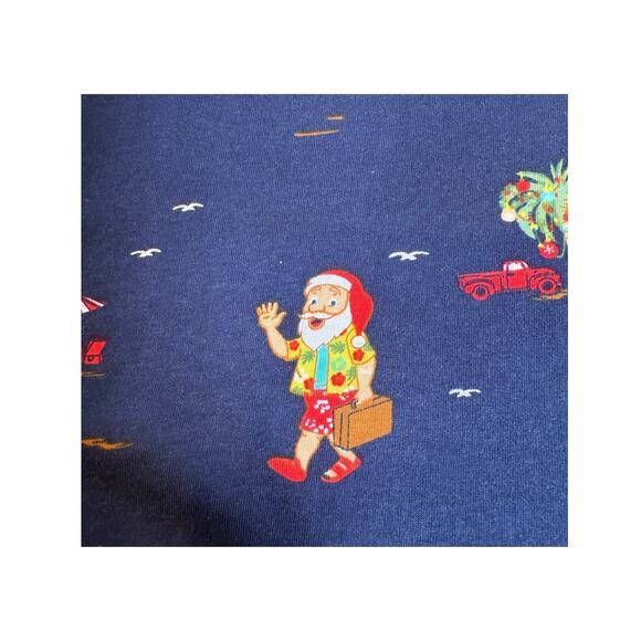 Denim & Flower Ricky Singh Tropical Santa Christmas Shirt Men’s Large Navy - Picture 3 of 6